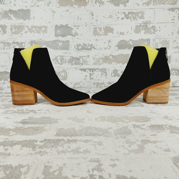 New Bp Brynne Black Faux Suede Block Heel Back Zip Ankle Boots F959 - Picture 7 of 12